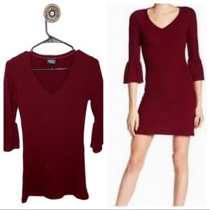 Go Couture Bell Sleeve Red Sweater Dress Small